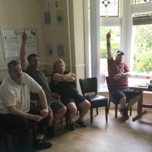 residents playing pictionary