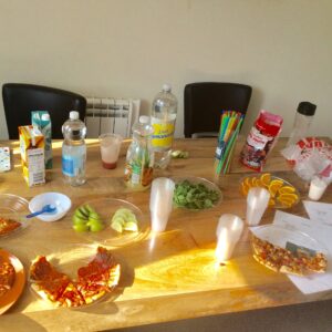 pizza ingredients on table
