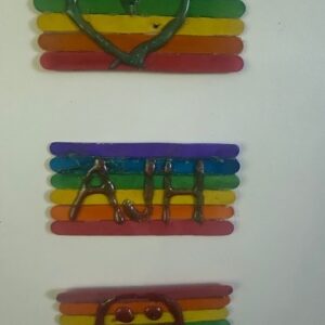 rainbow flags made from lollipop sticks