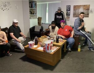 residents eating KFC and watching womens Euros 2022 final