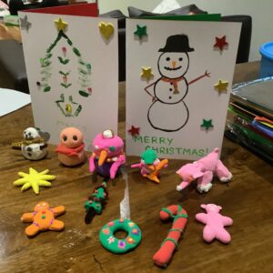 home made Christmas cards and ornaments