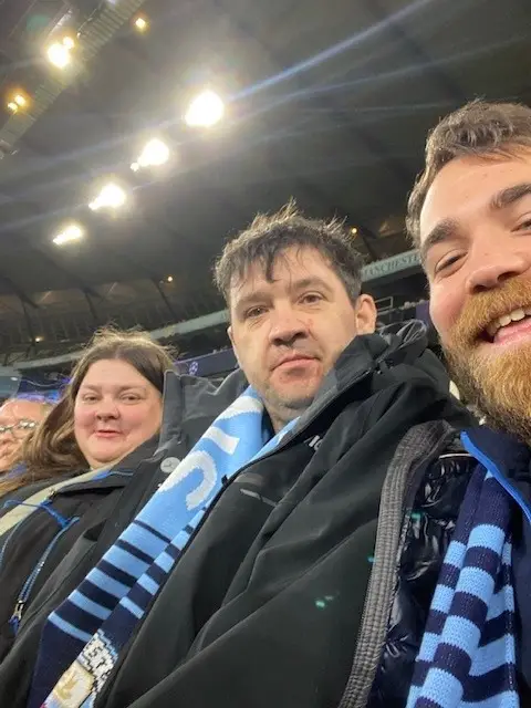 residents and support worker at Man City game