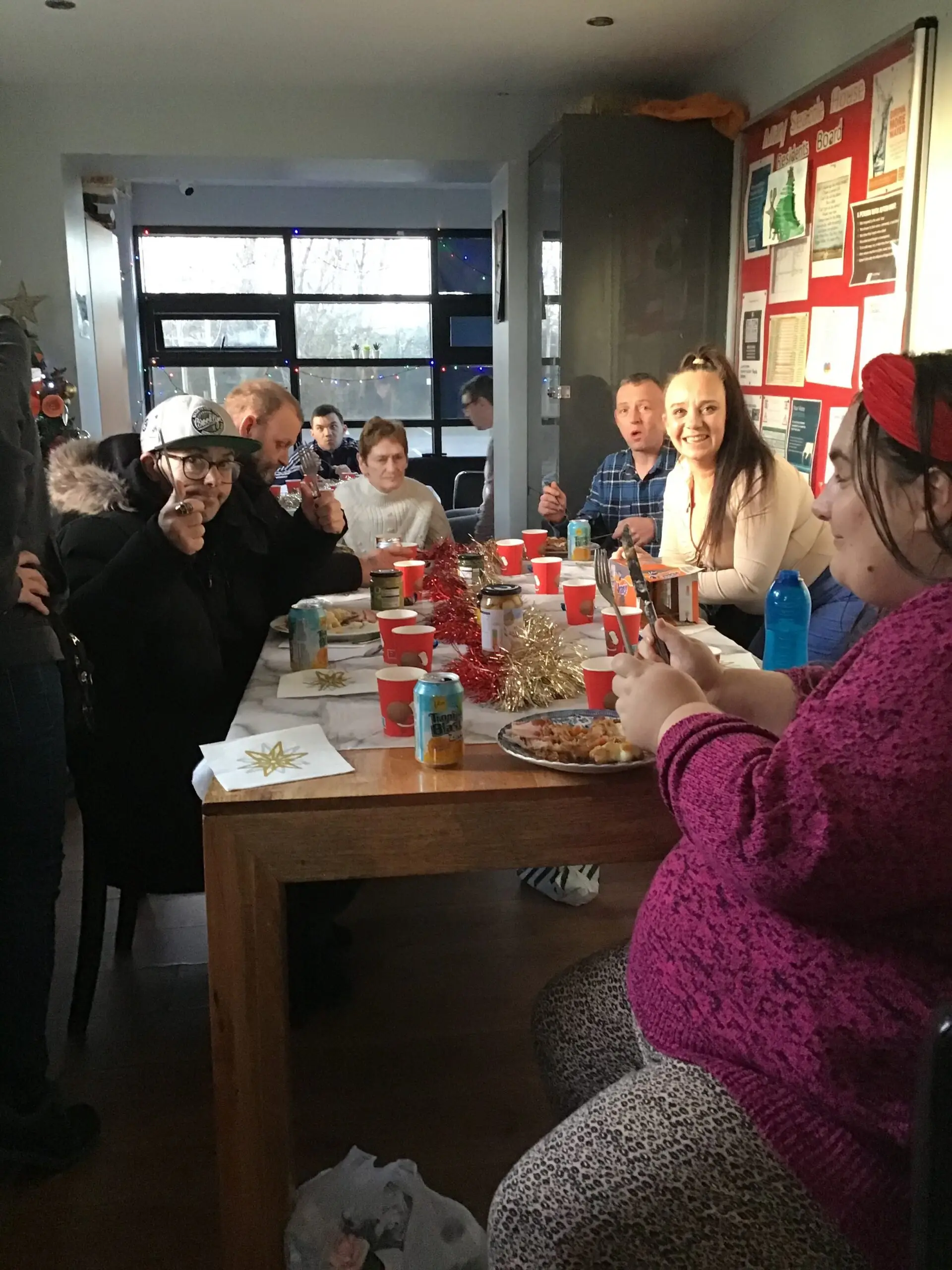residents enjoying christmas dinner