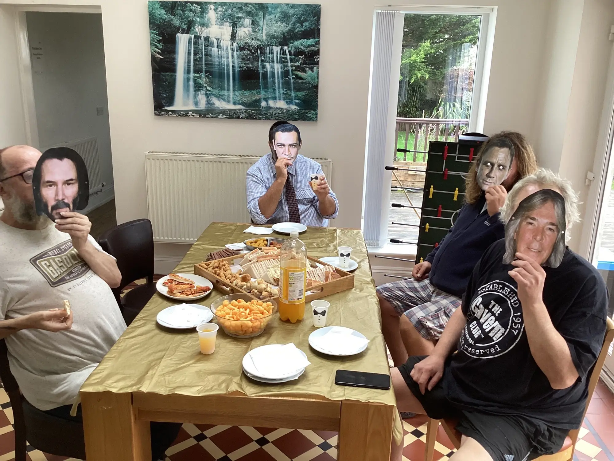 residents with Hollywood stars face masks