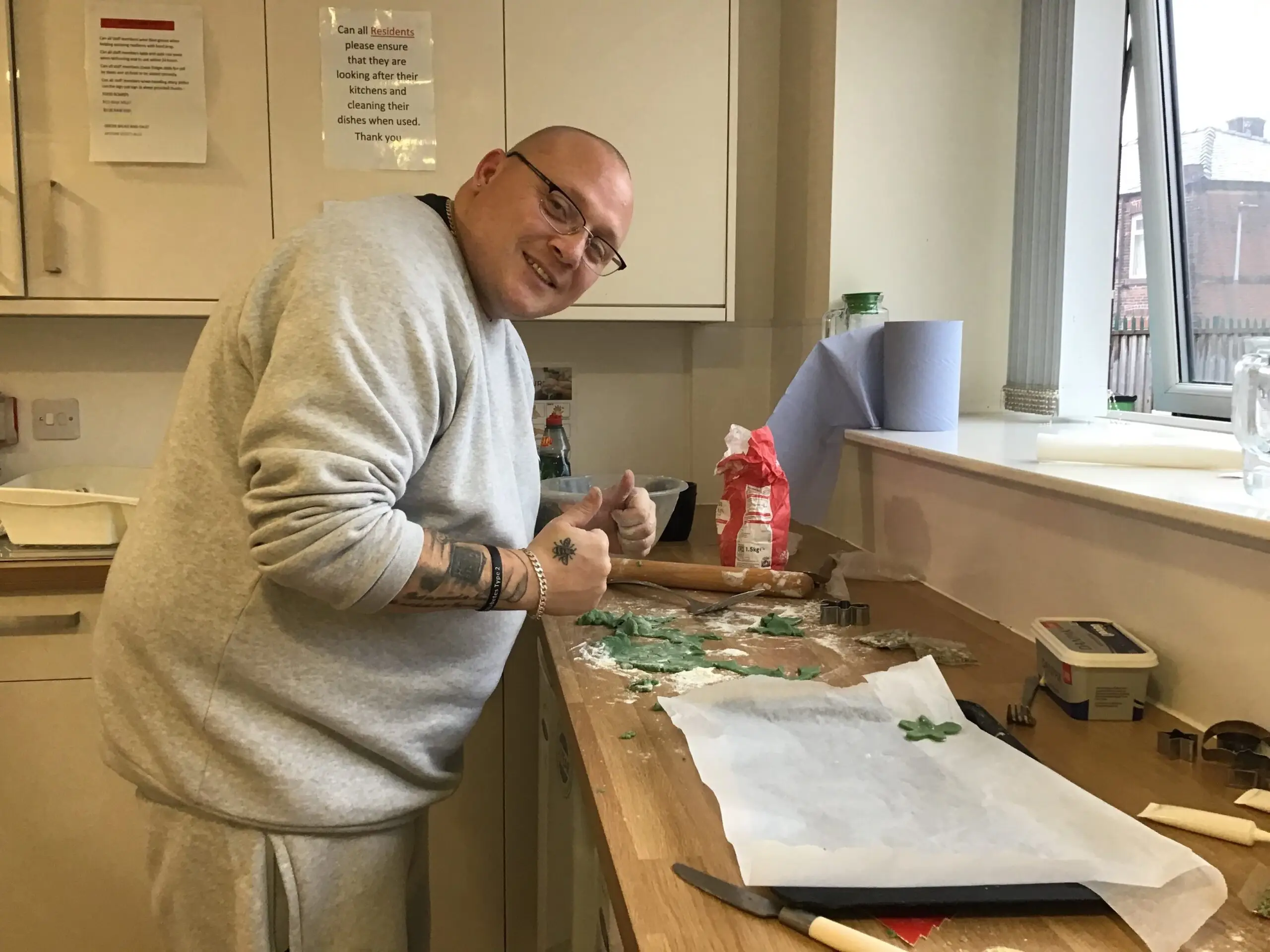 resident making christmas biscuits