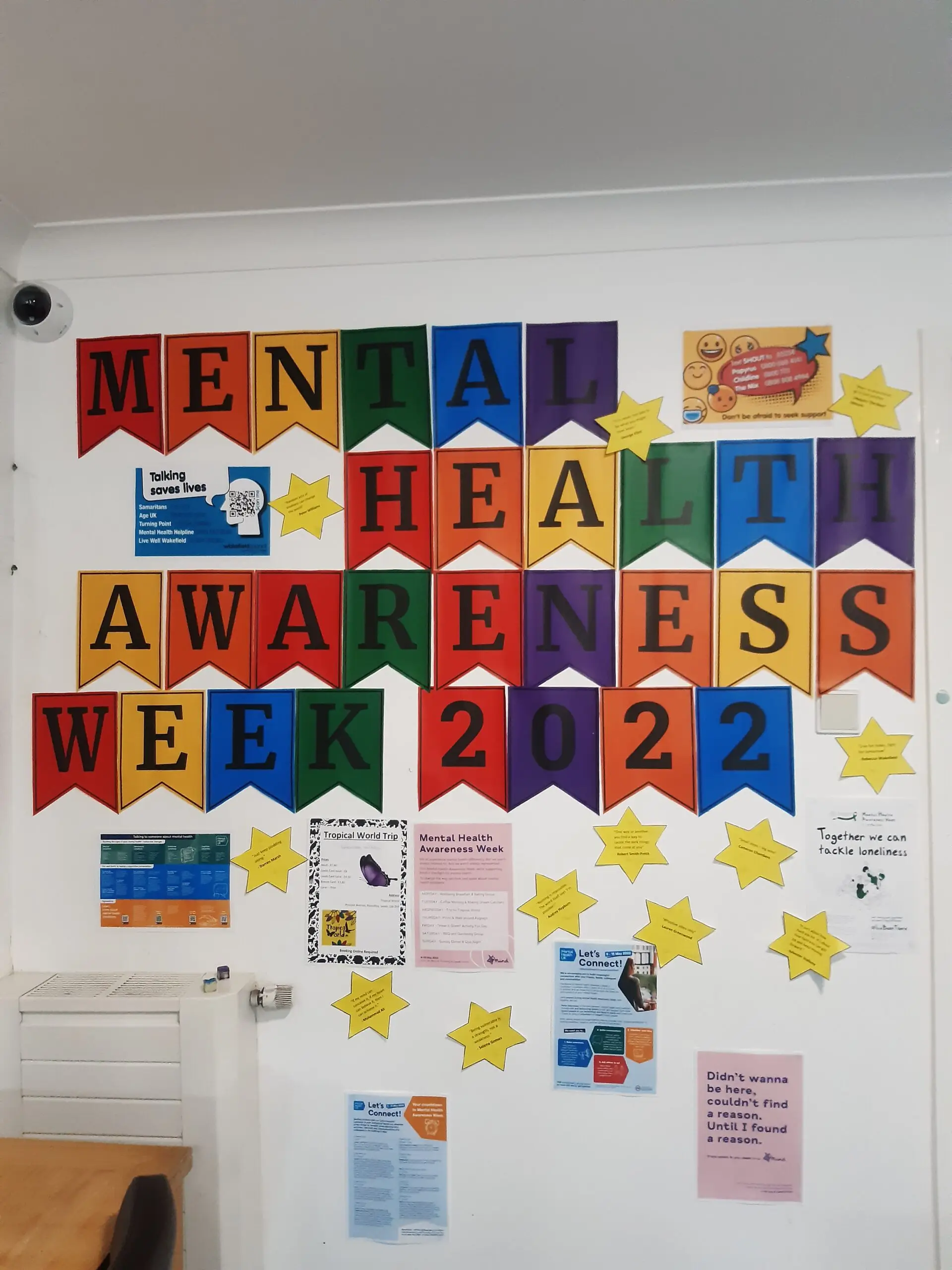 coloured bunting spelling "Mental Health Awareness Week 2022"