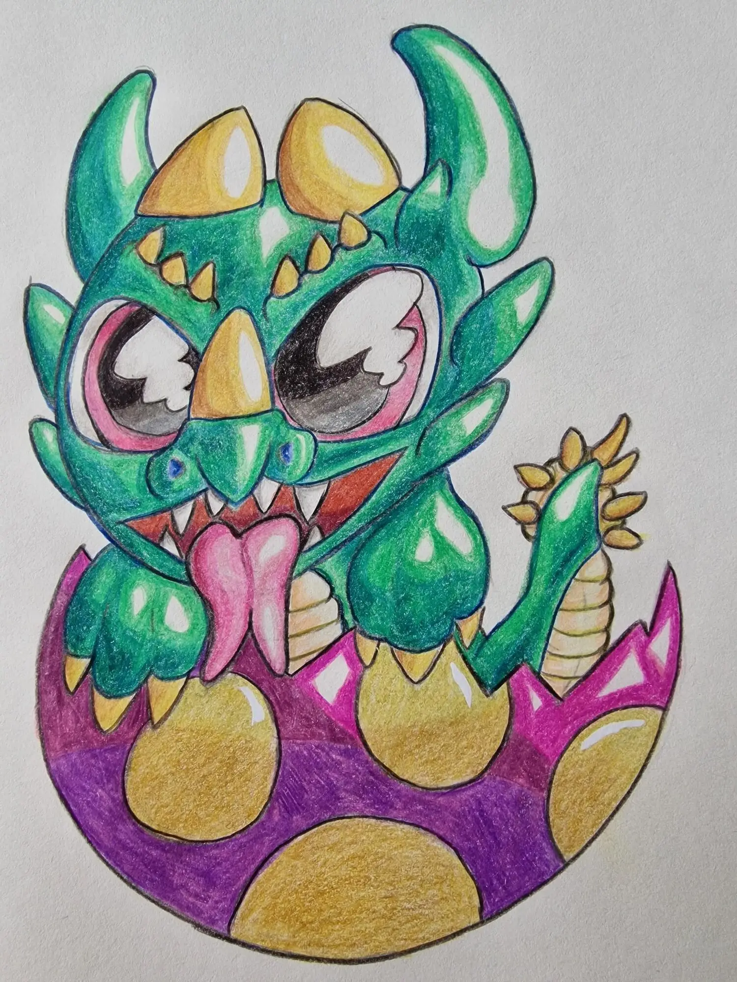 drawing of dragon hatching from egg