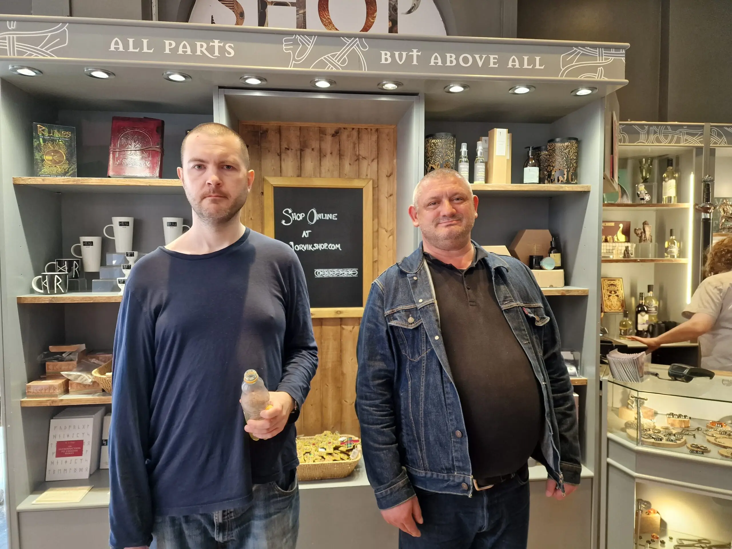 two residents in museum gift shop