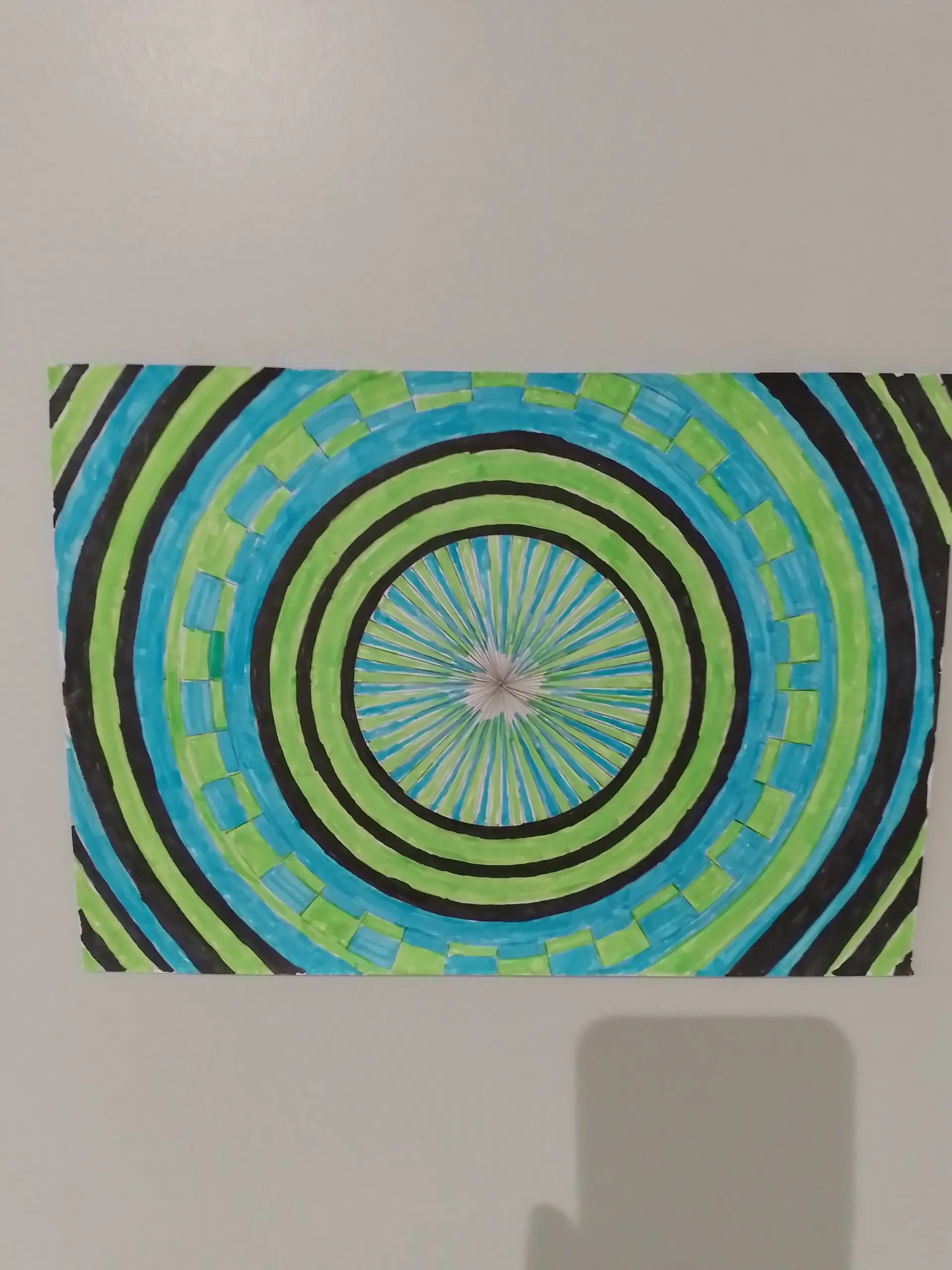 resident blue and green drawing