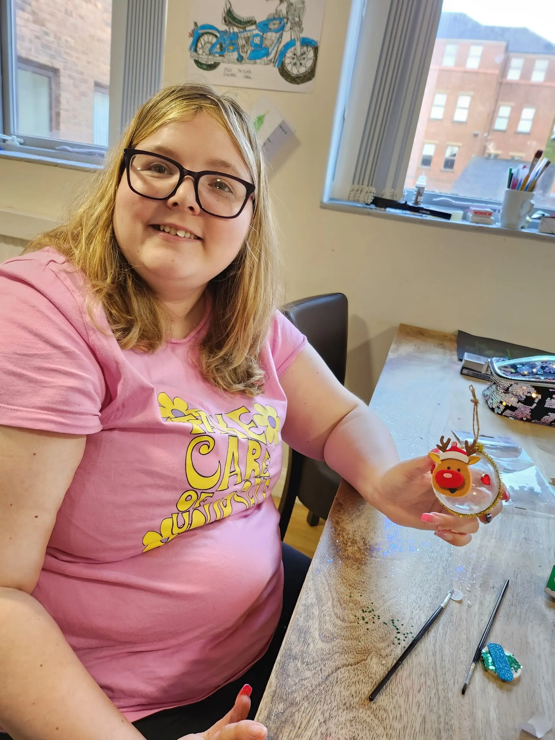 resident making christmas bauble