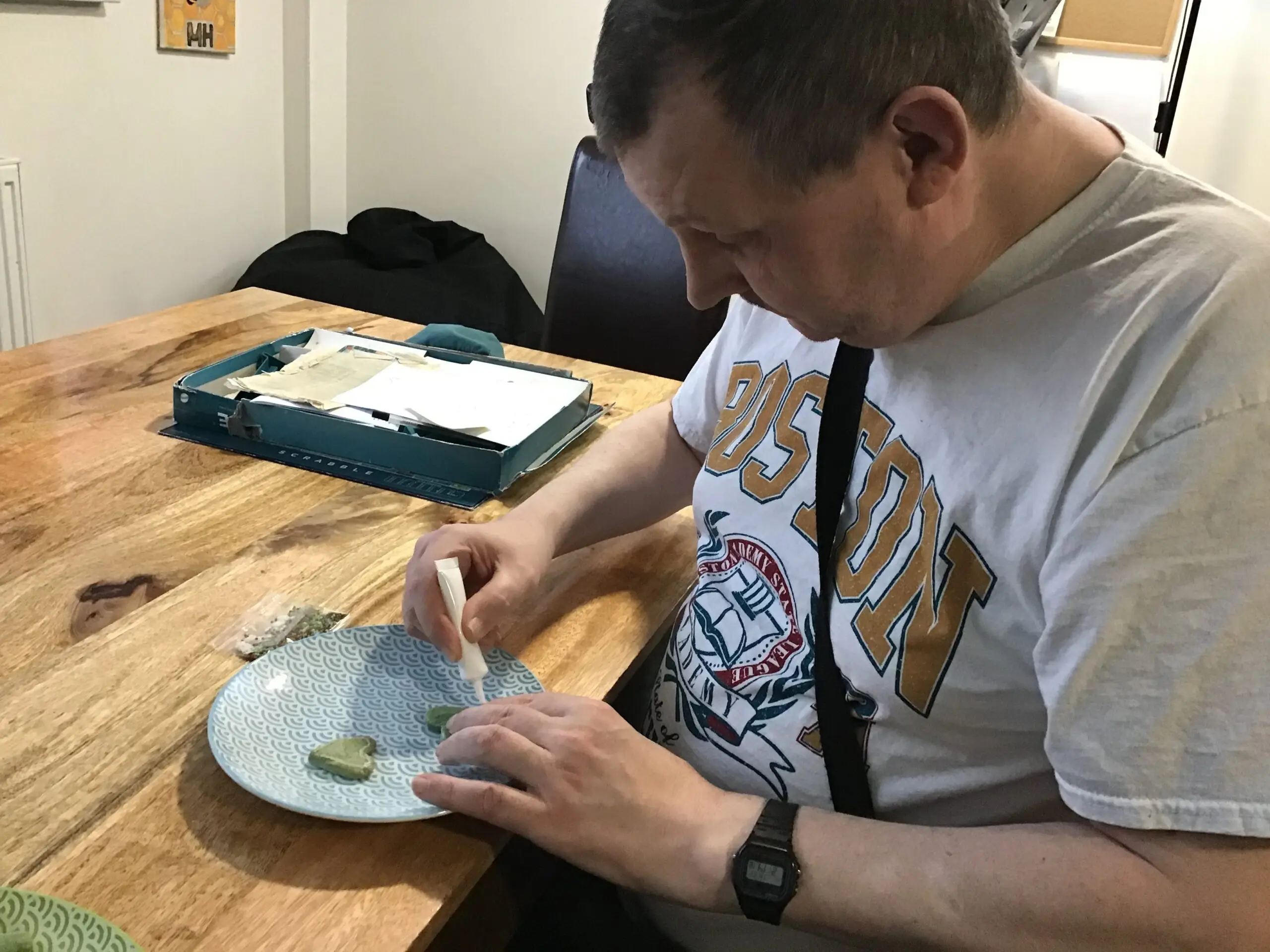 resident icing christmas biscuits