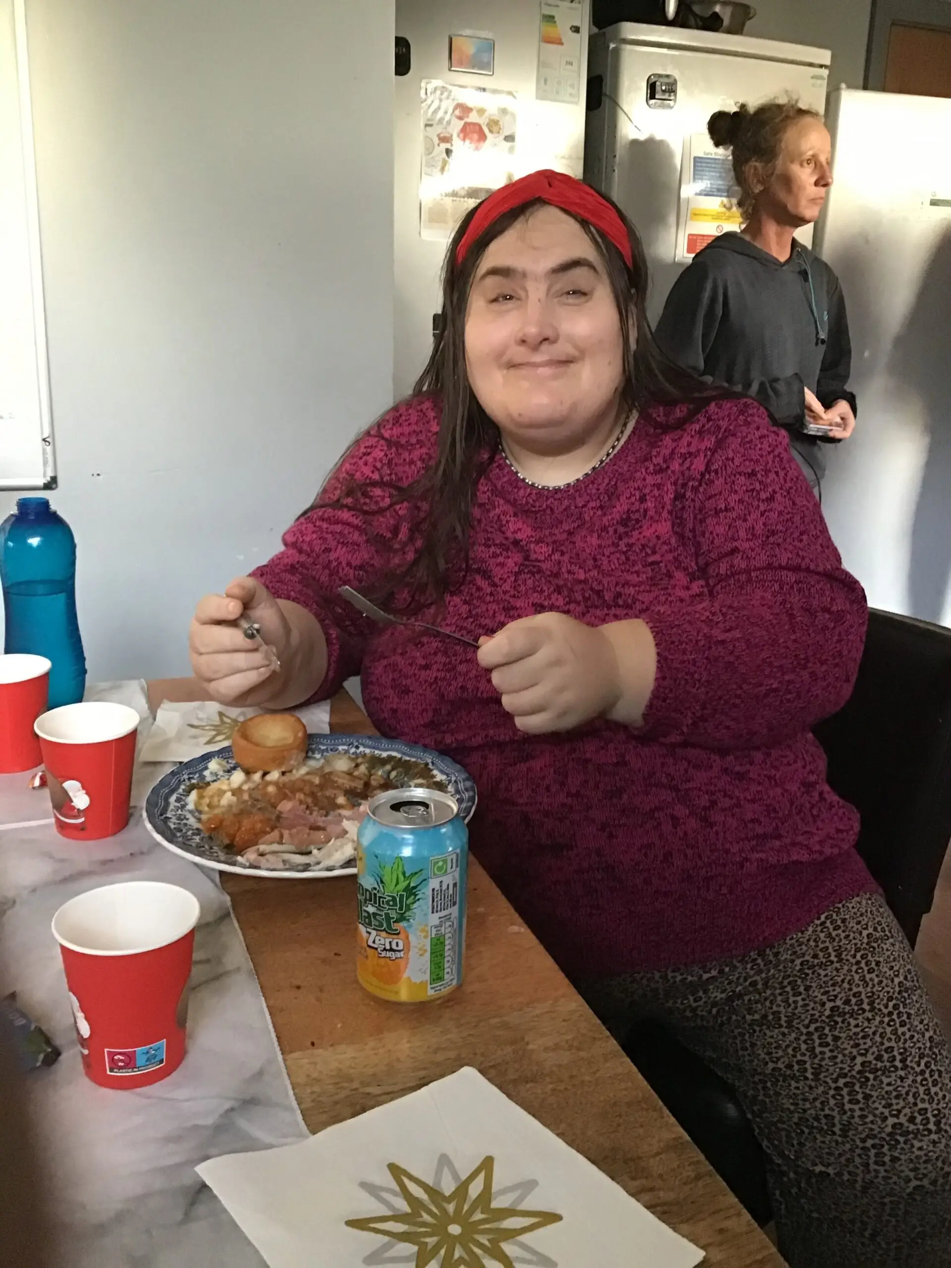 resident enjoying christmas dinner