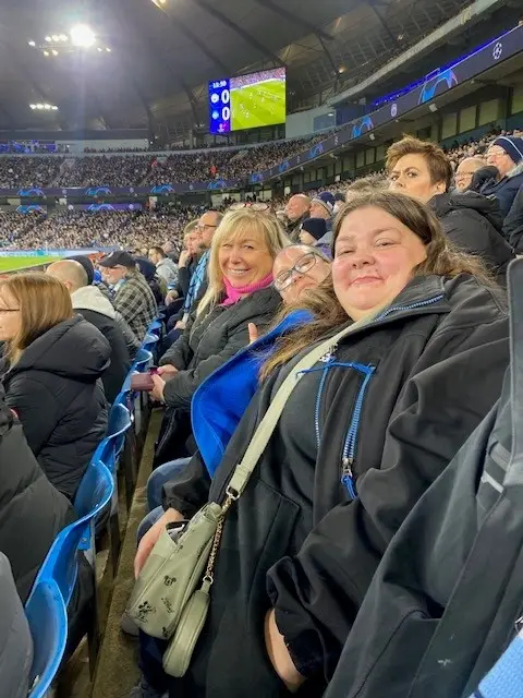 residents and support worker at Man City game