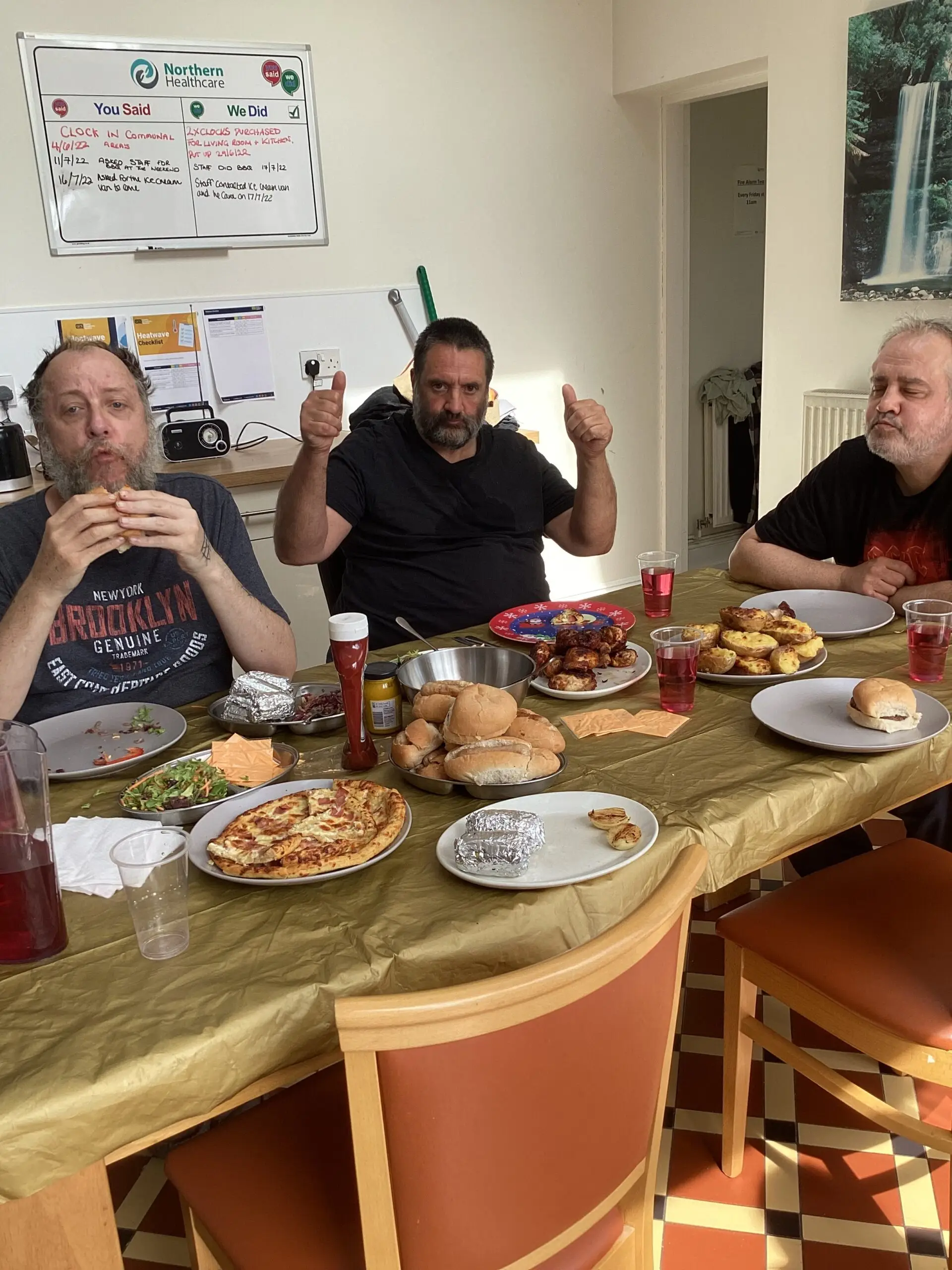 residents enjoying buffet
