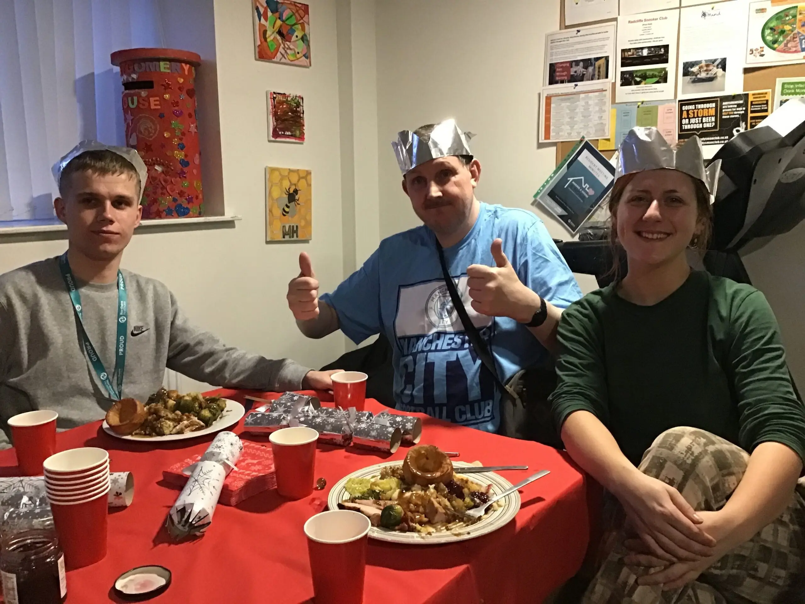 residents enjoying christmas dinner