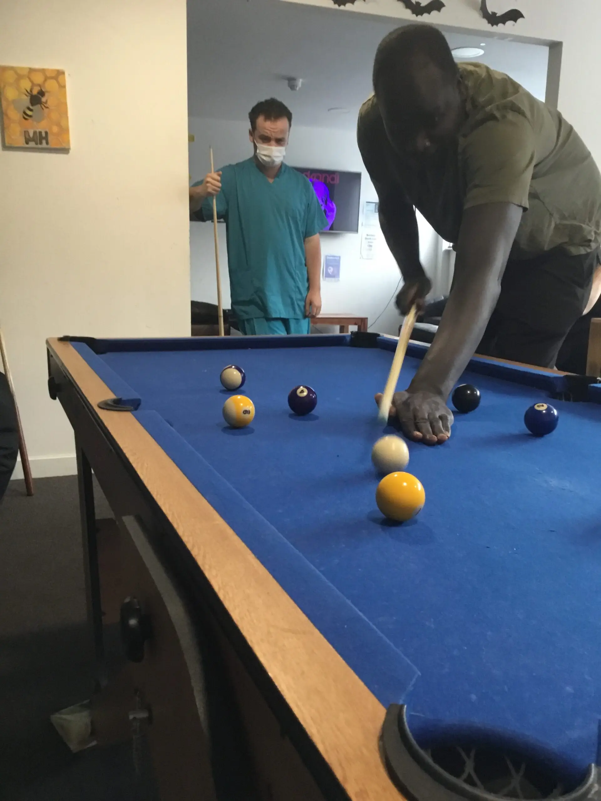 resident playing pool