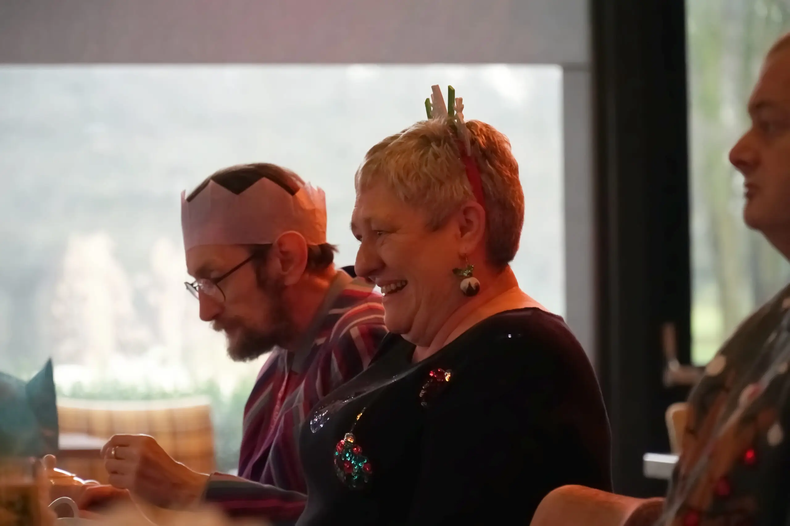 man and woman enjoying meal