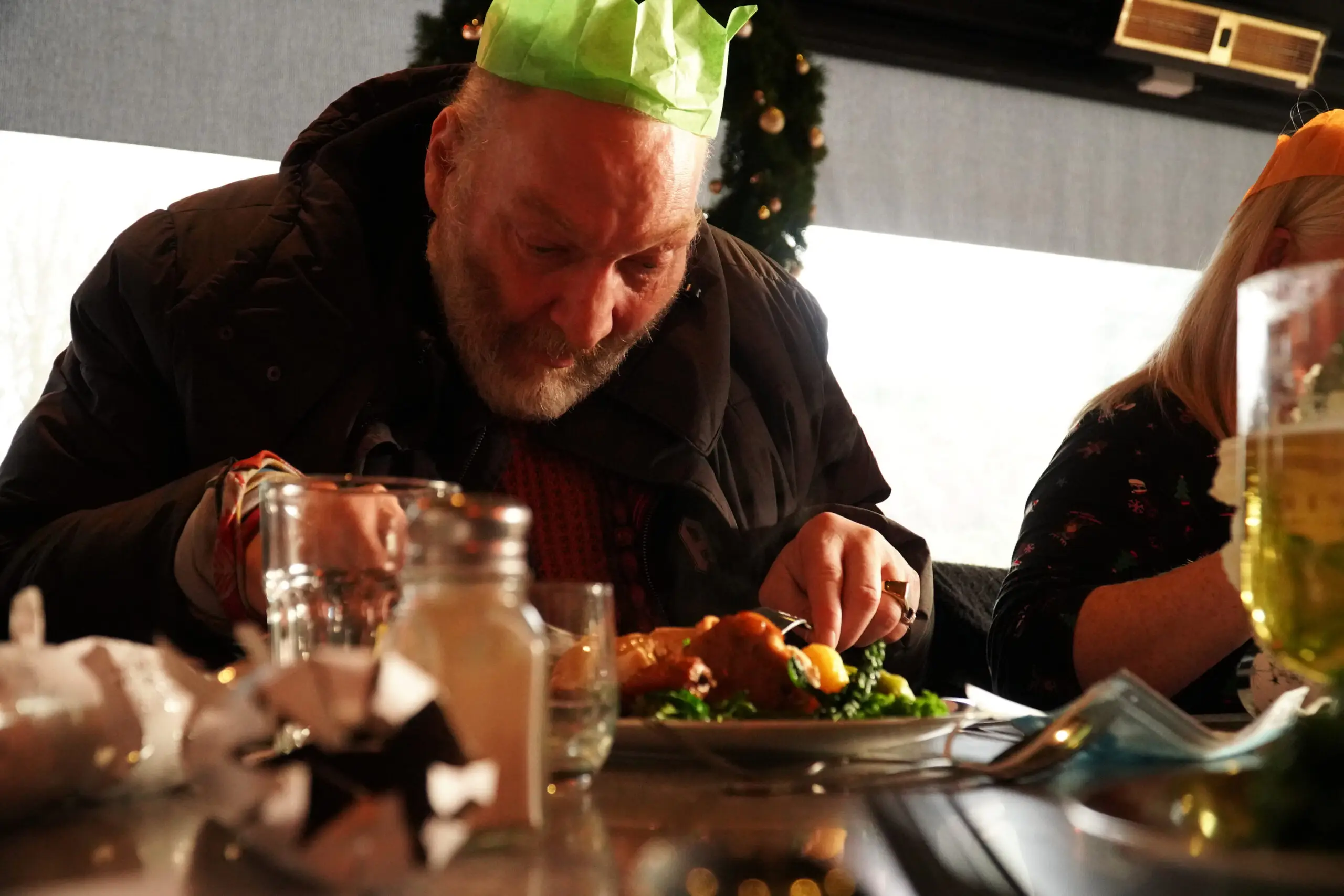resident enjoying Christmas meal