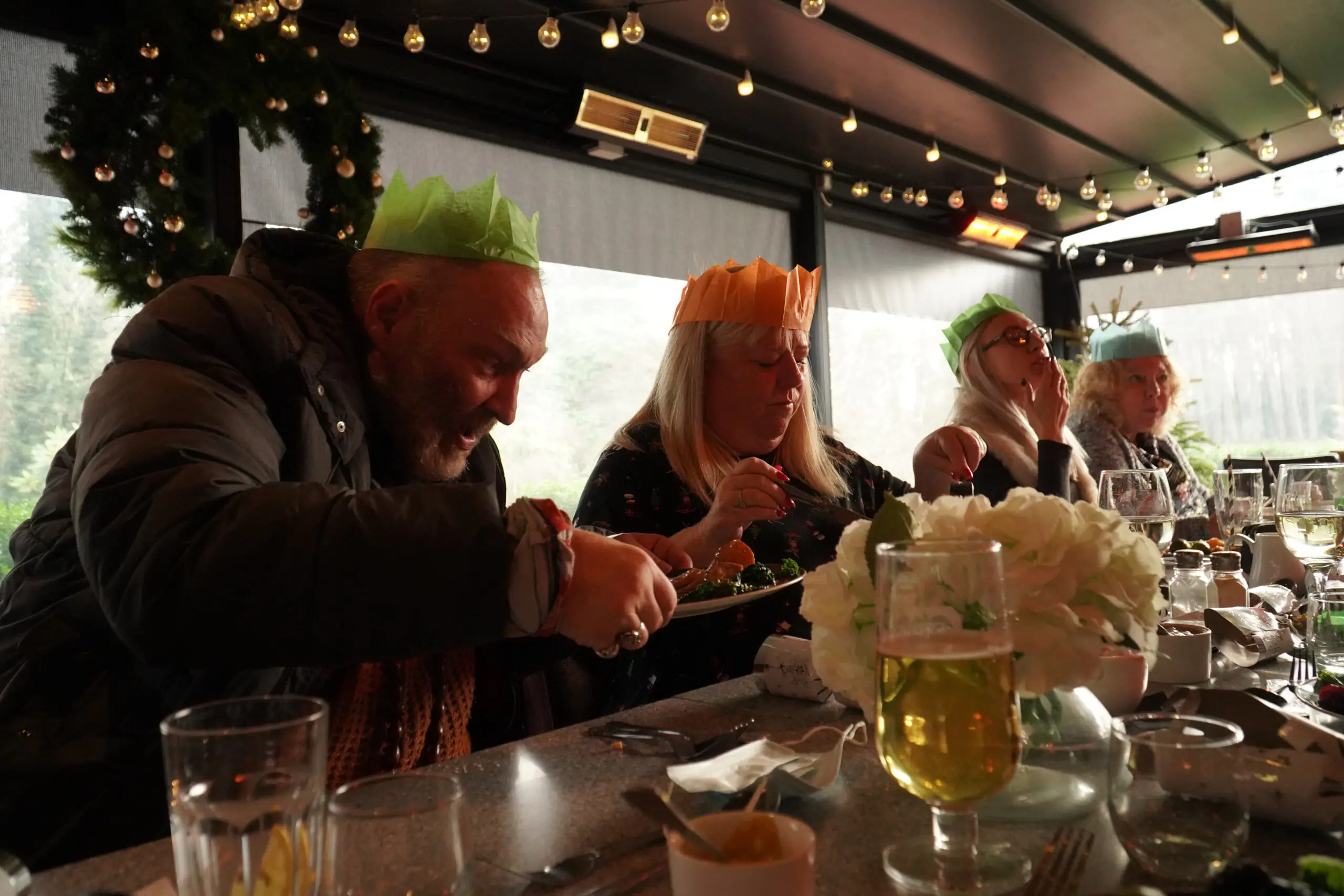 enjoying christmas meal