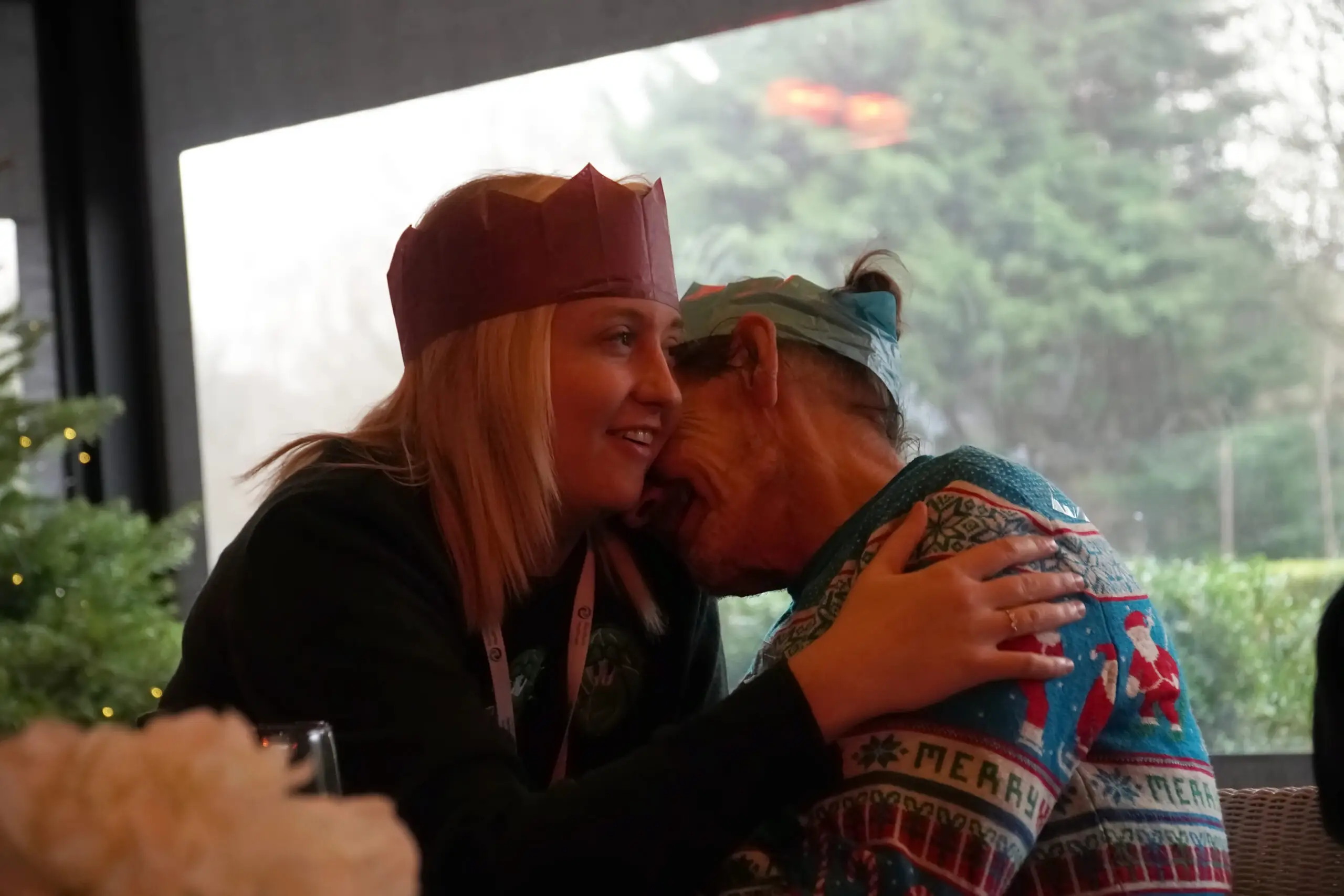 two people hugging