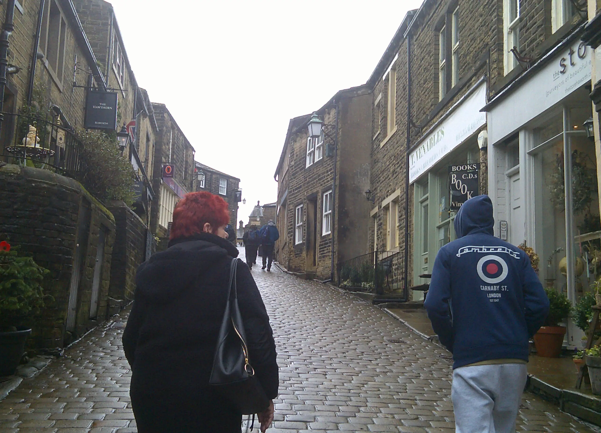 residents walking through street