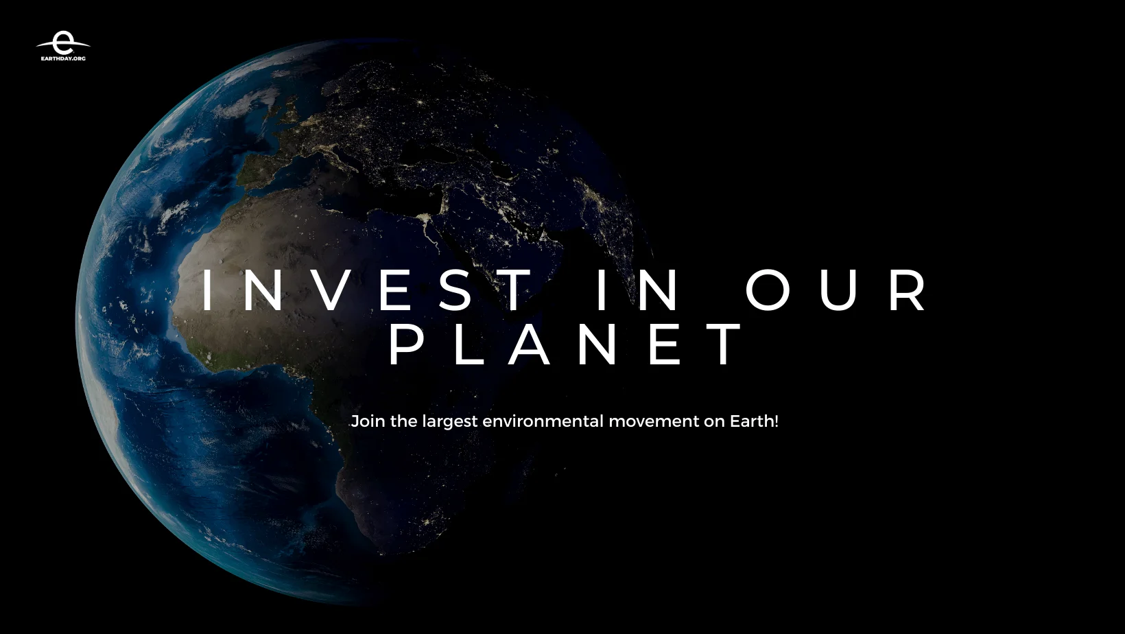 Earth Day banner featuring Earth concealed by text