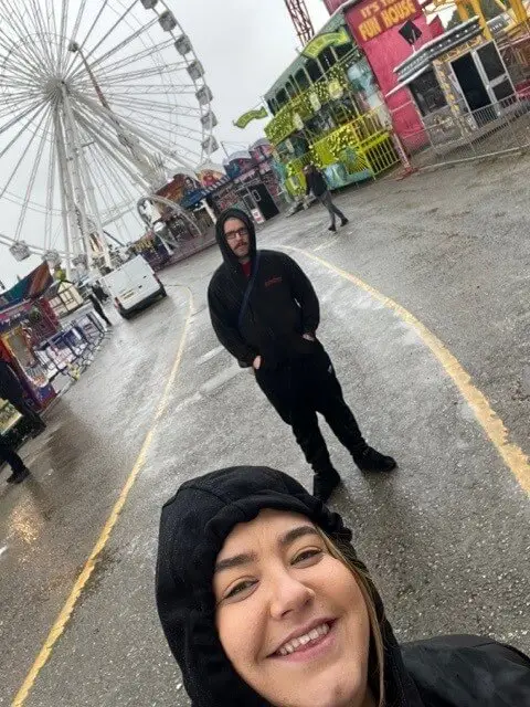 resident at the fair in the rain