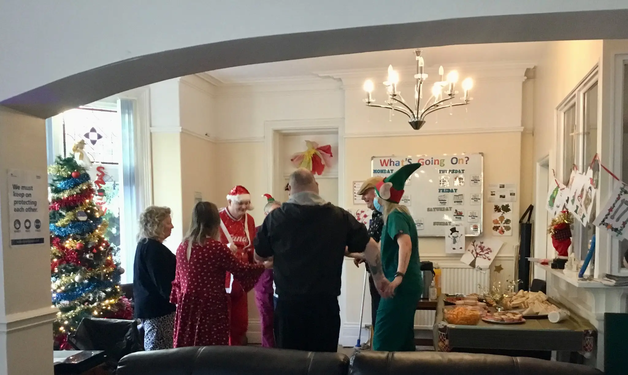 residents and team members enjoying christmas party