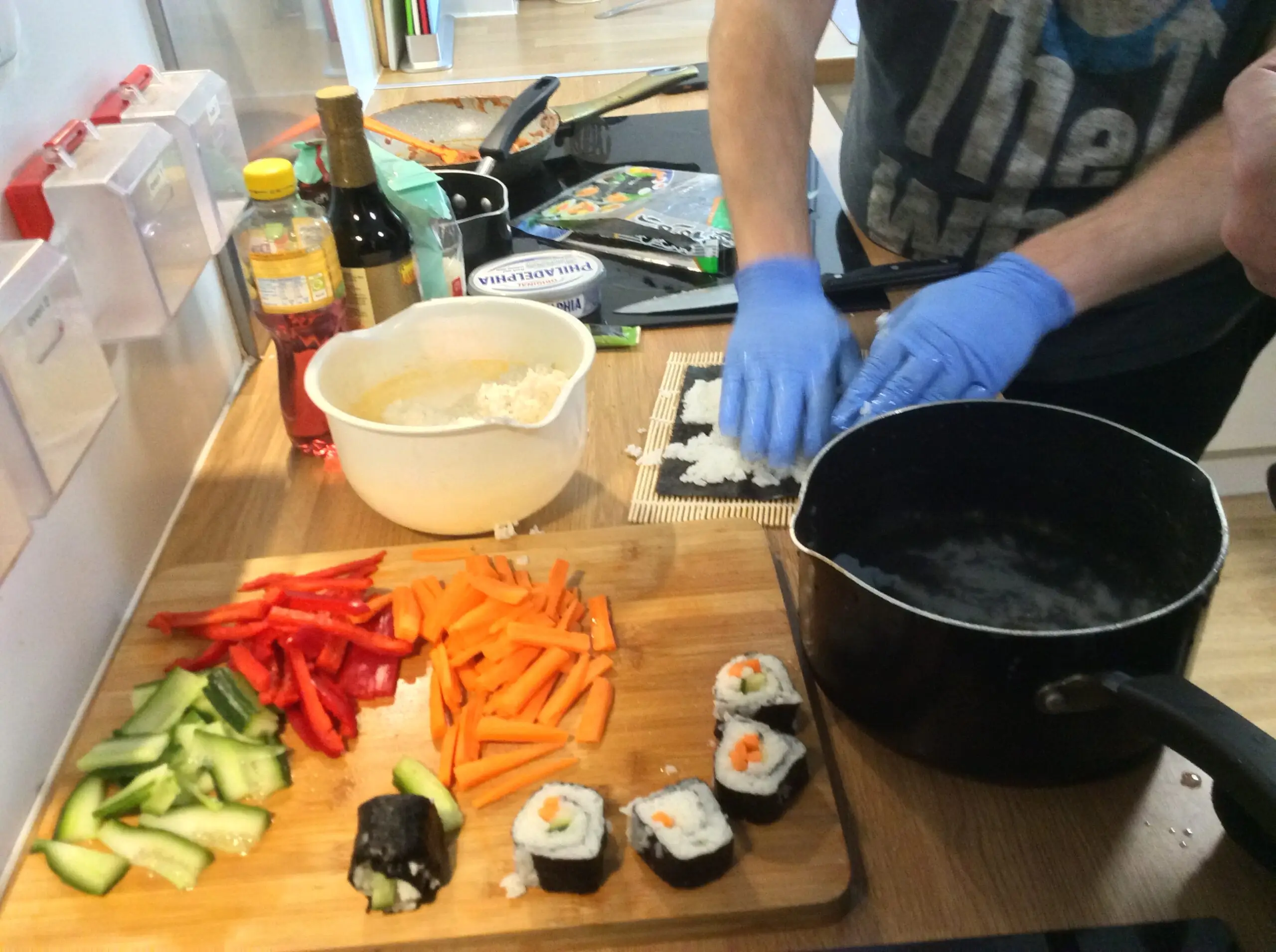 residents preparing sushi