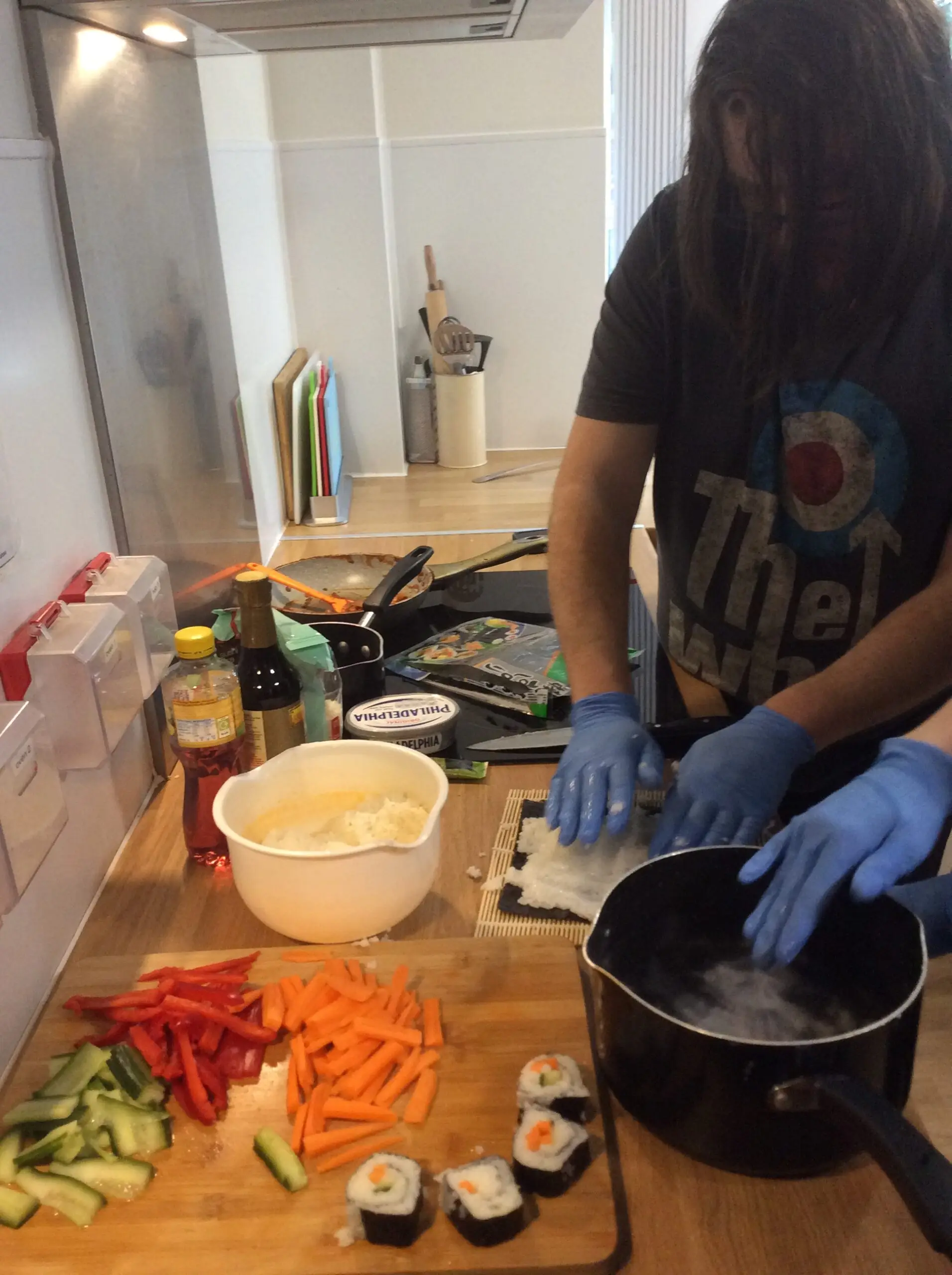 residents preparing sushi