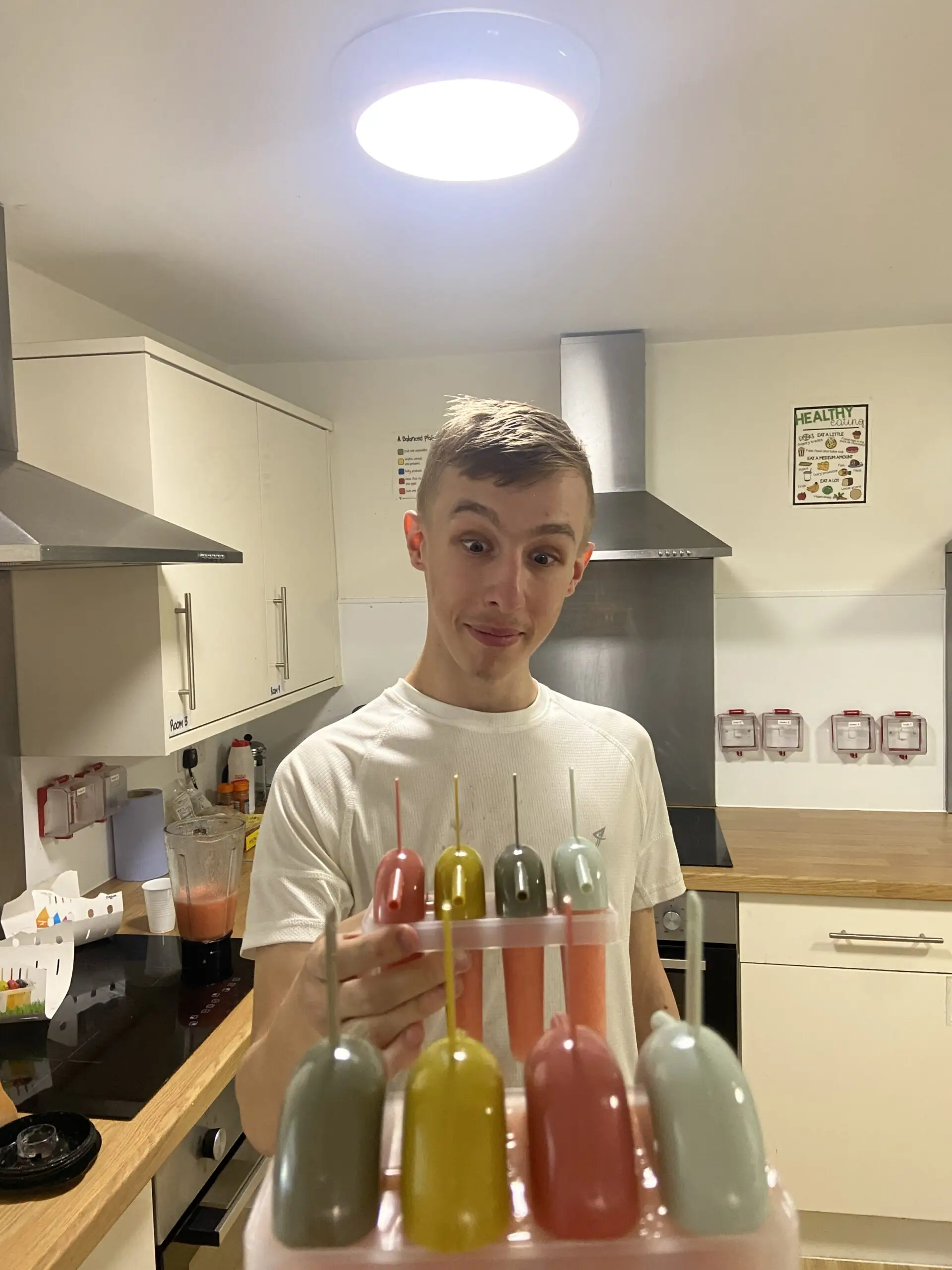 resident making smoothie ice lollies