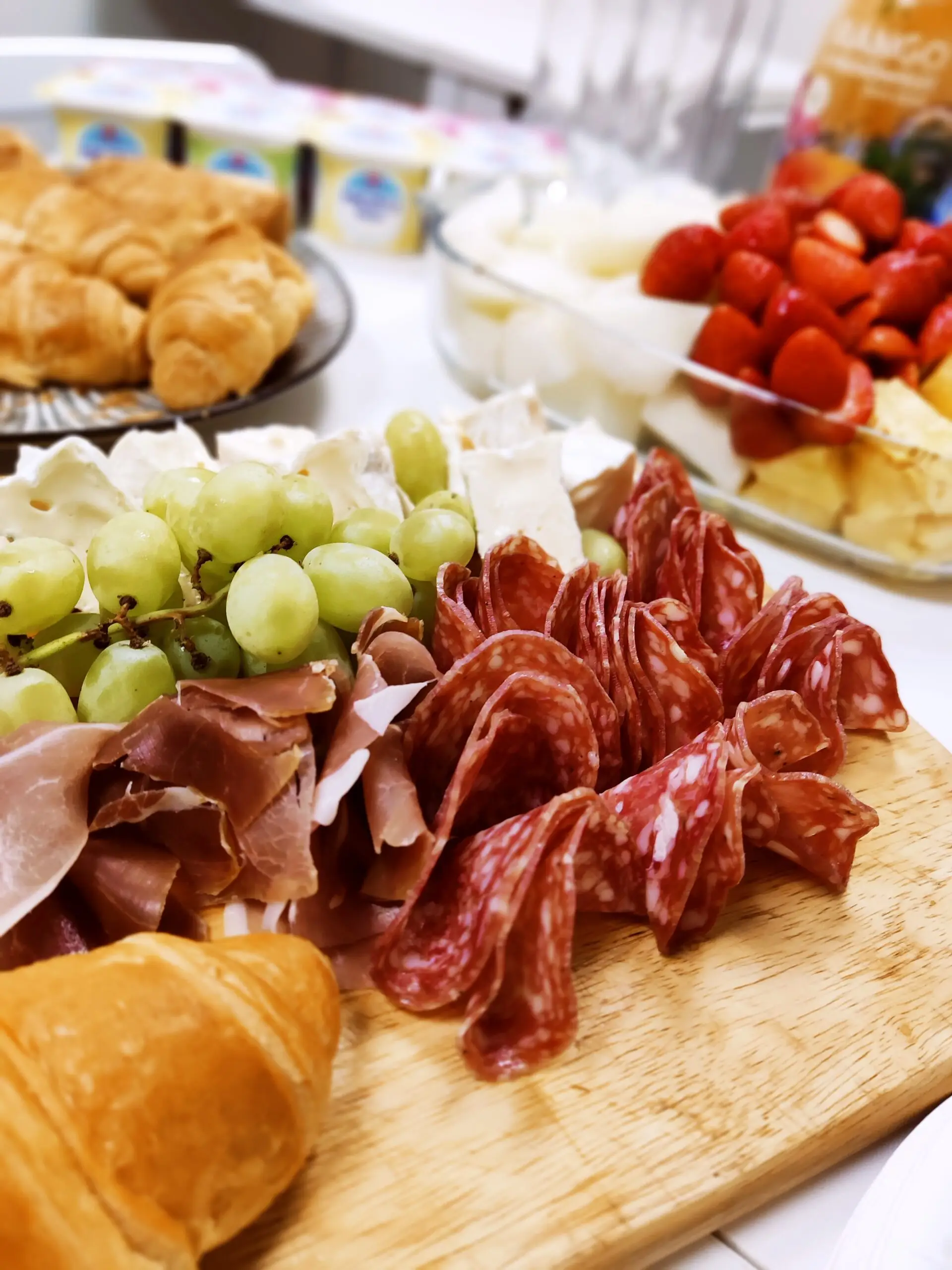 close up of food on wooden board