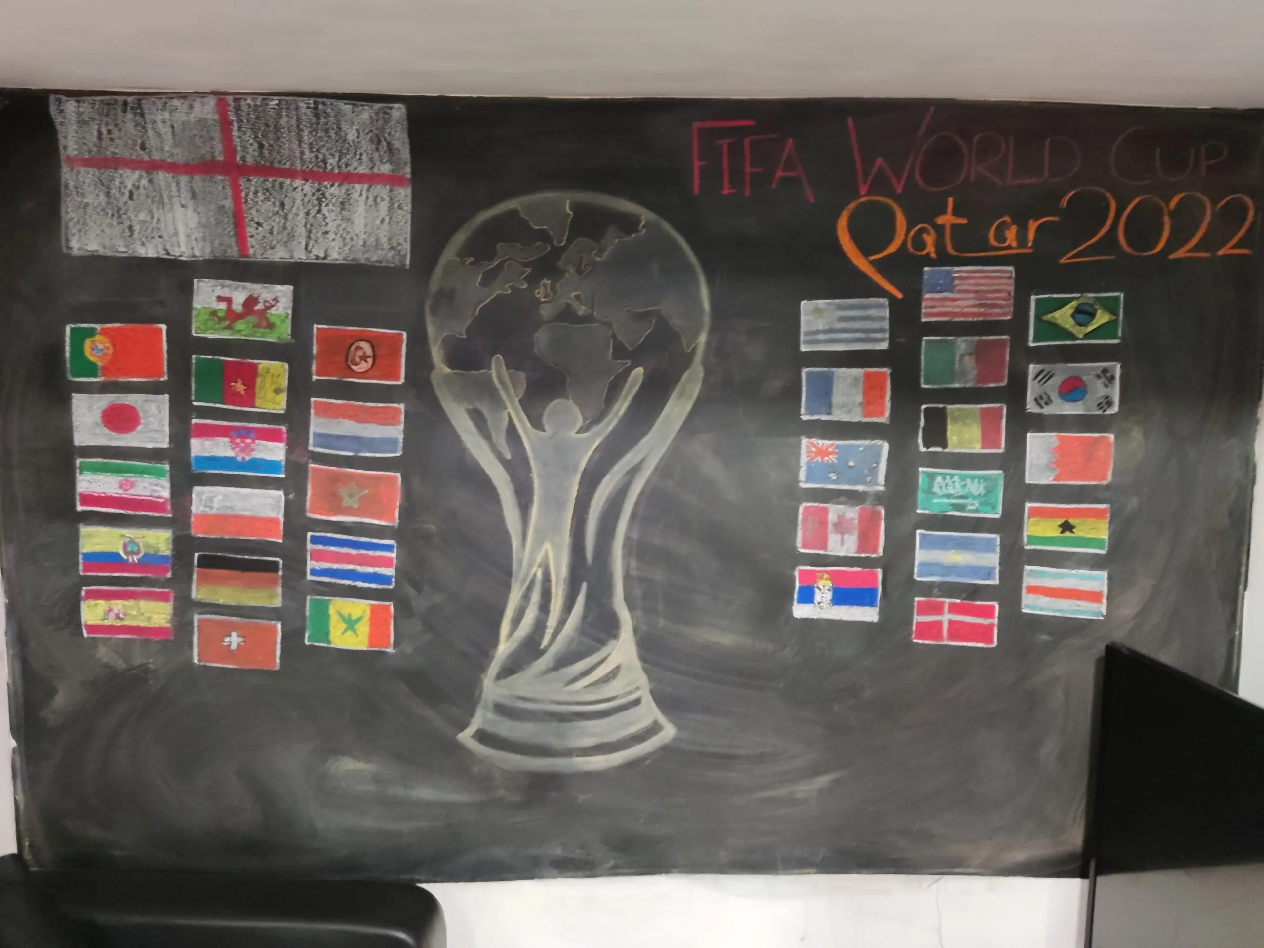 World Cup chalkboard display
