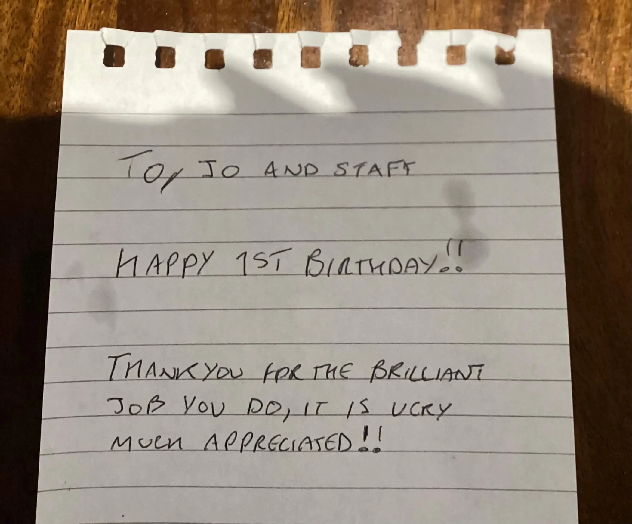 Letter from resident