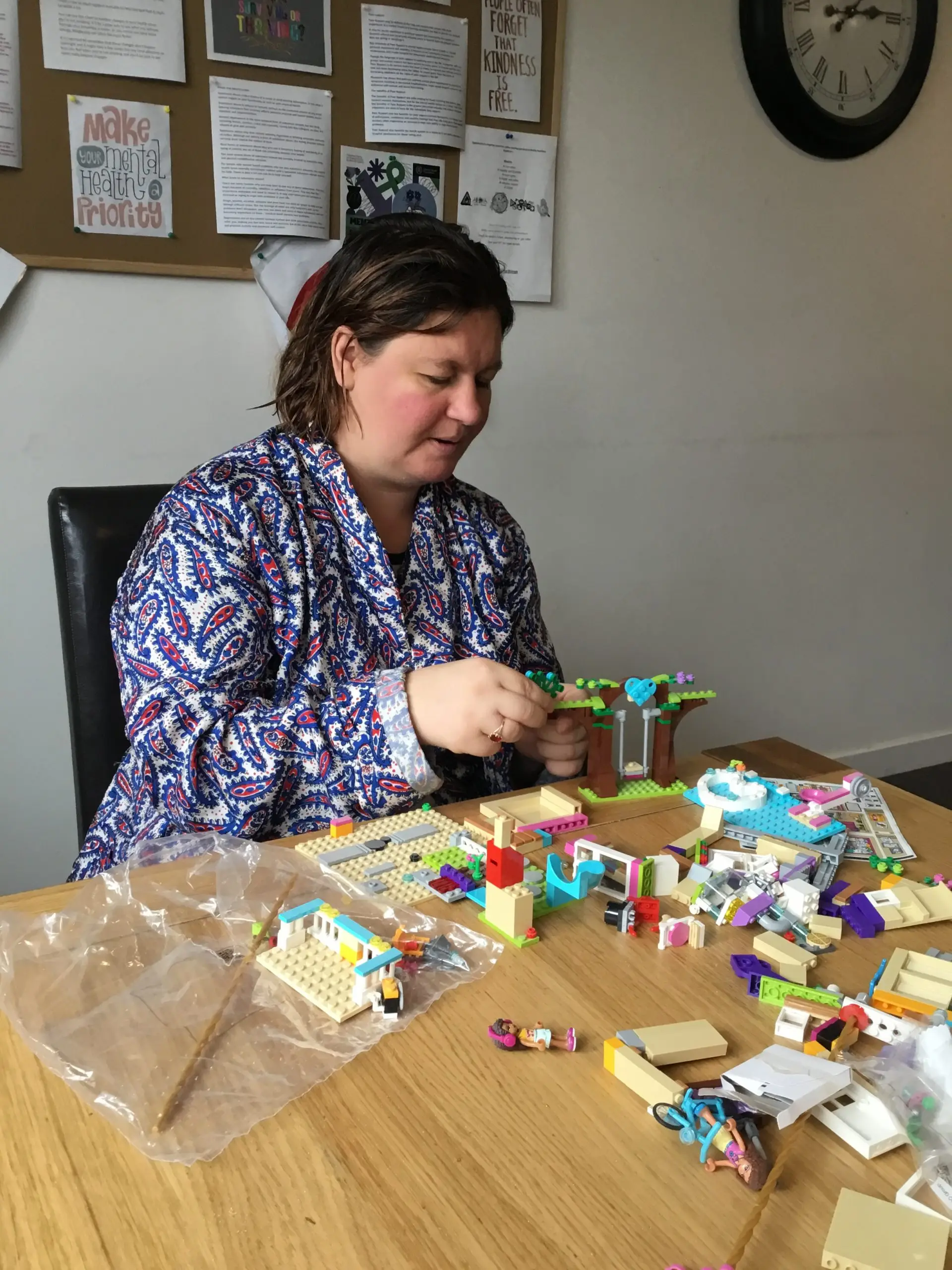 resident making lego