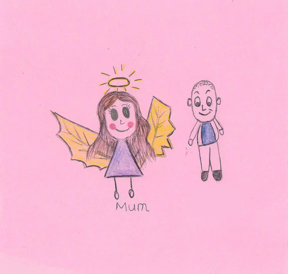 drawing of an angel and a man