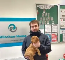 Resident with puppy