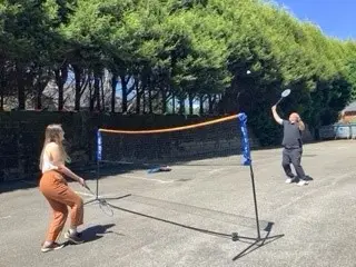 residents playing badminton