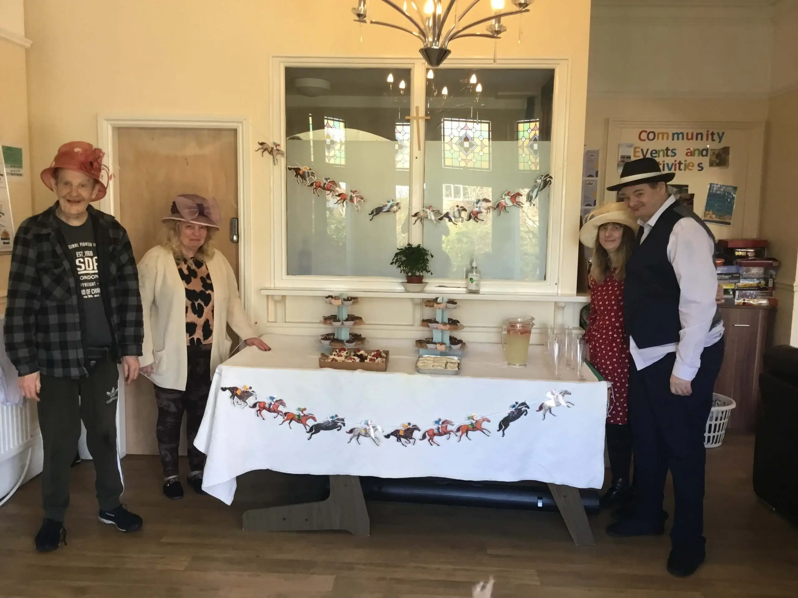 residents next to table