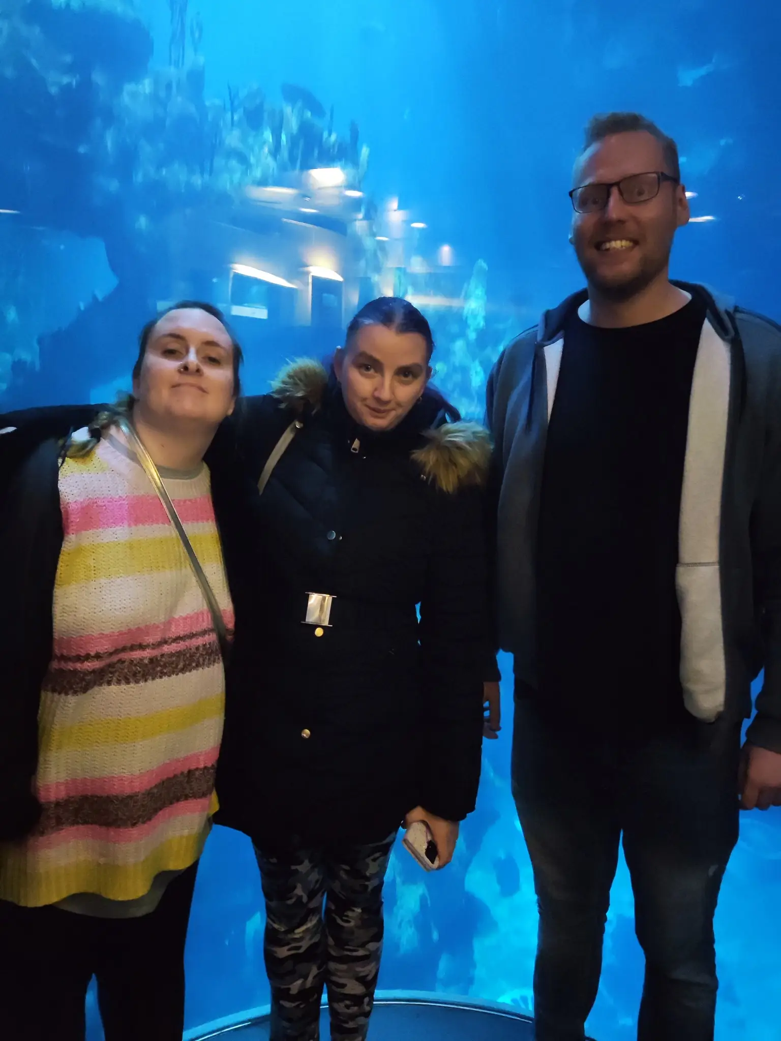 Three residents at aquarium