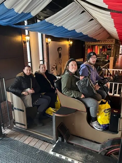 Residents on a carriage ride