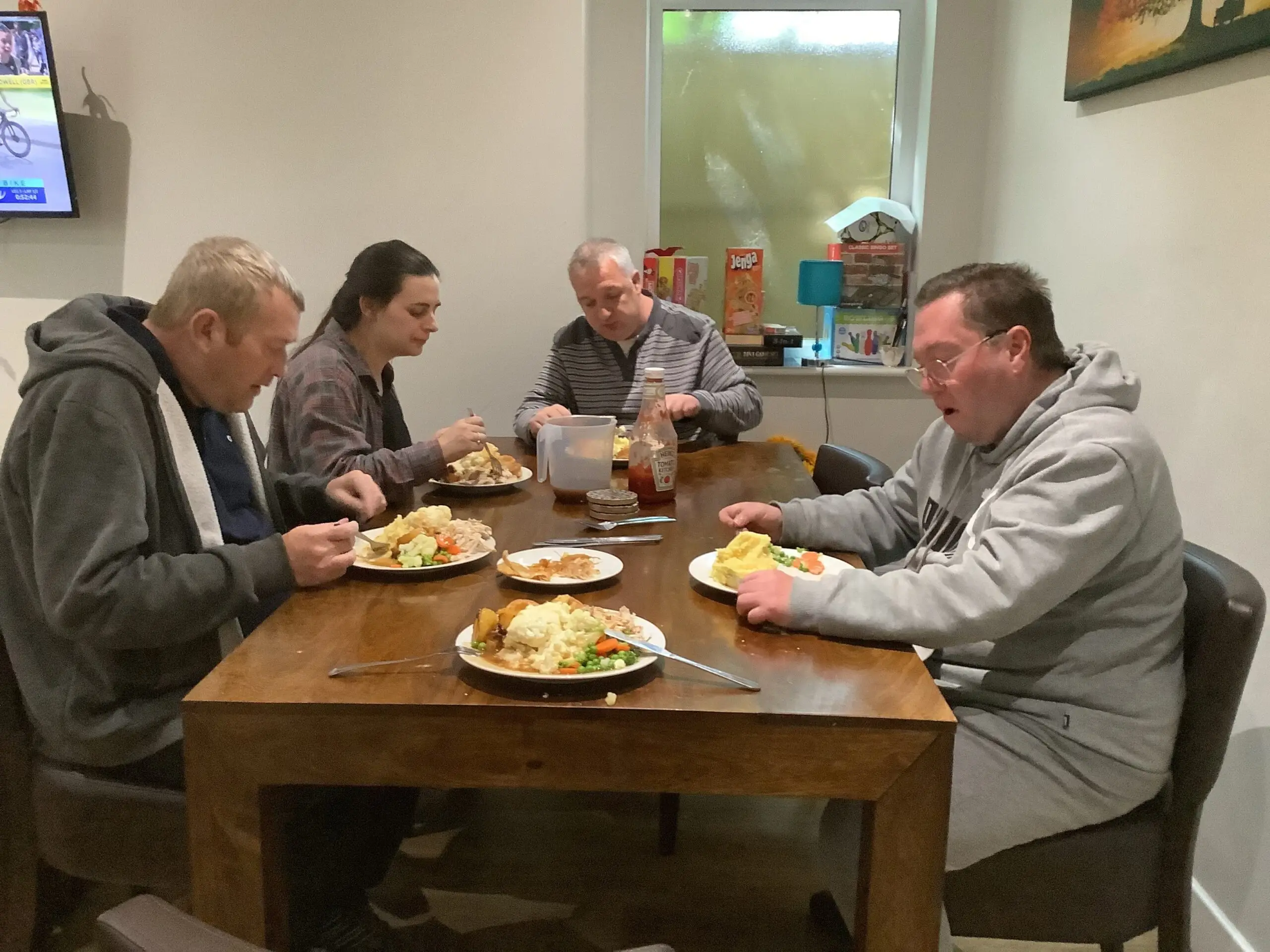 residents enjoying communal meal