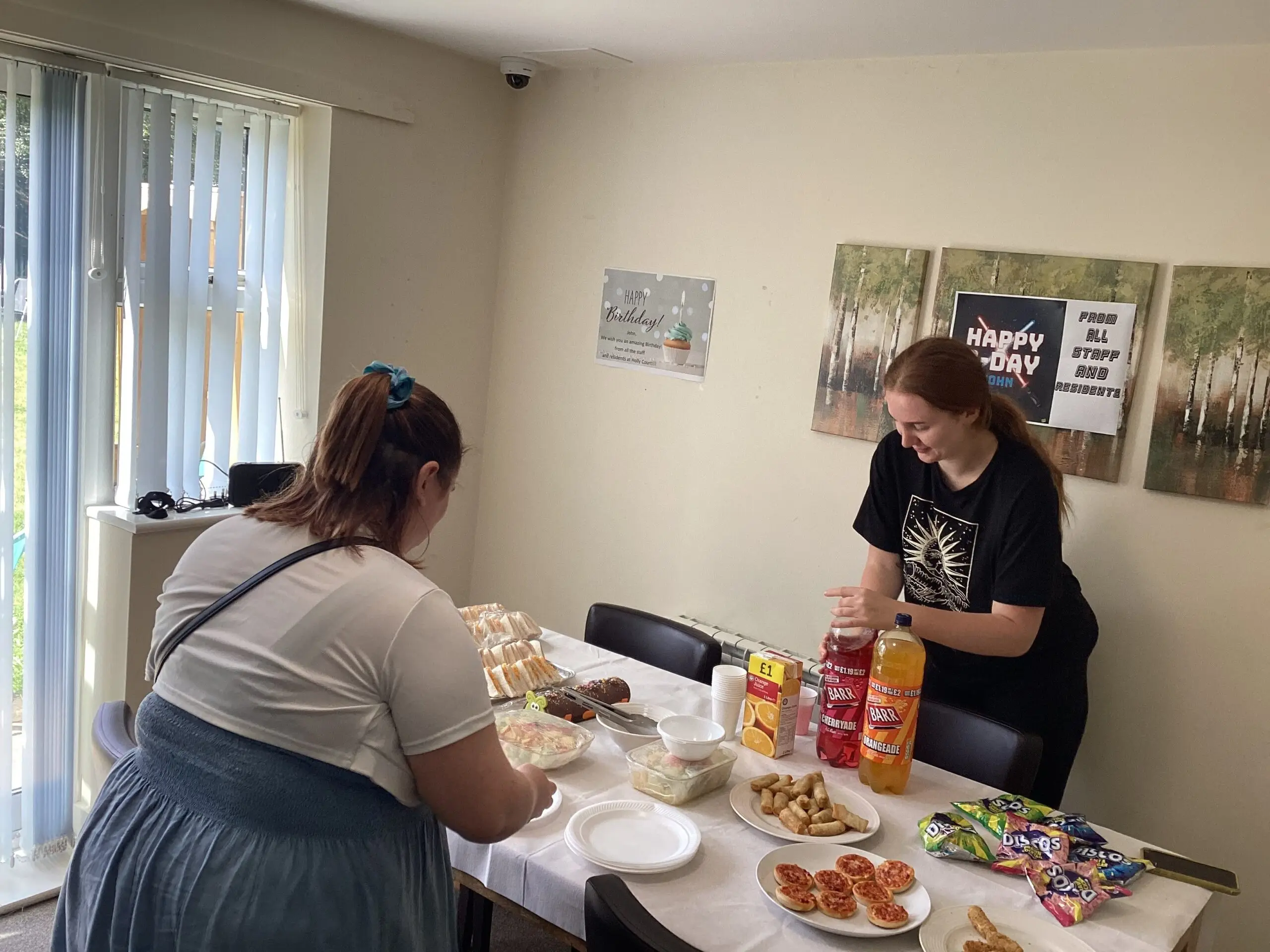 residents enjoying birthday buffet