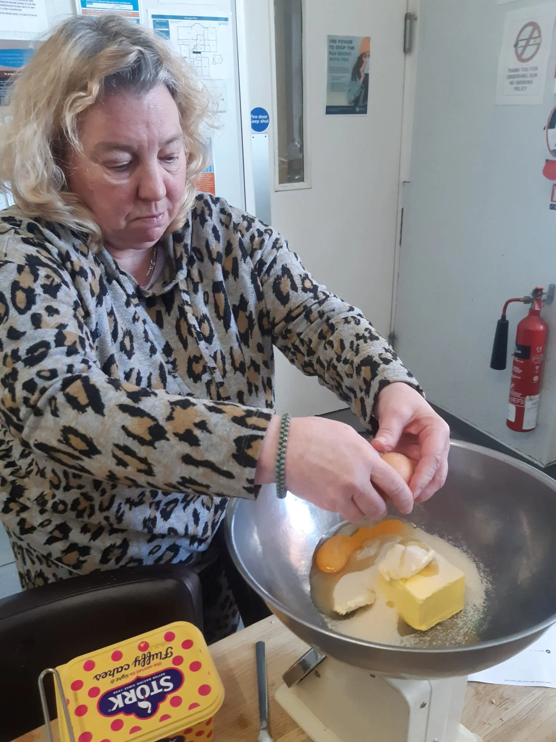 adding eggs to cake mix