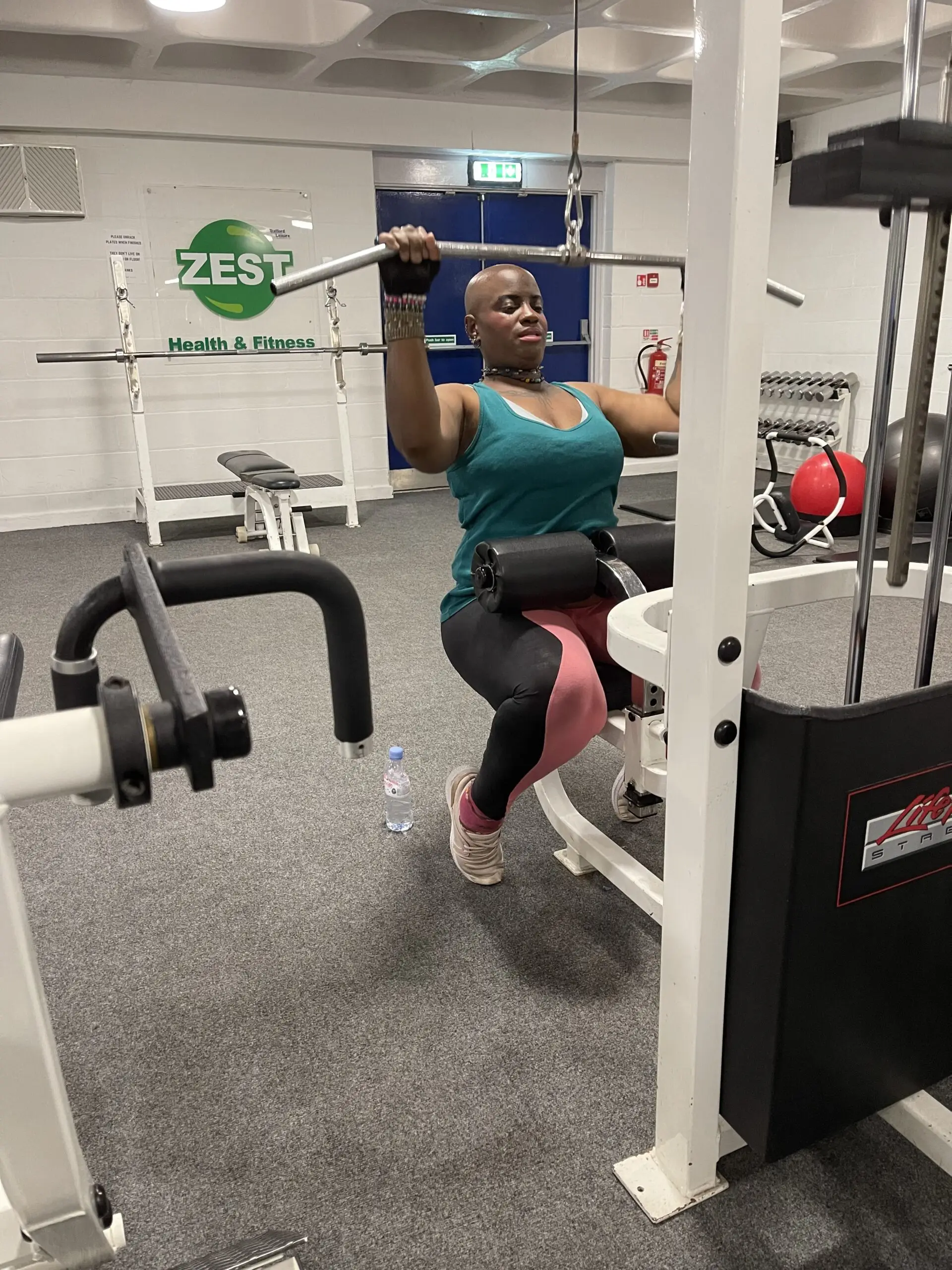 resident on lateral pulldown machine