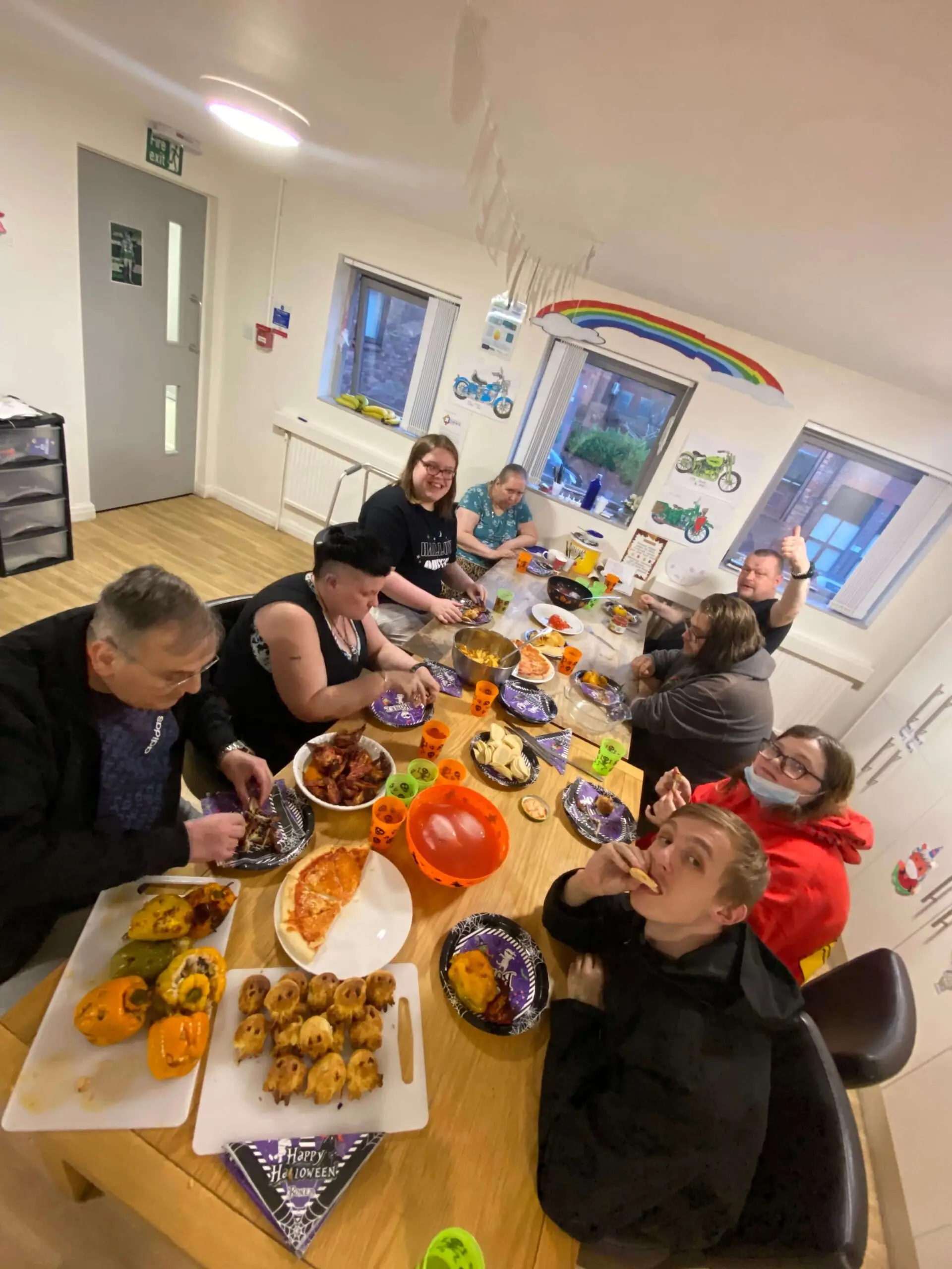 Group of residents around a table