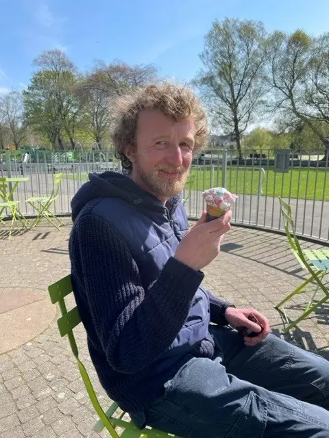 resident enjoying ice cream