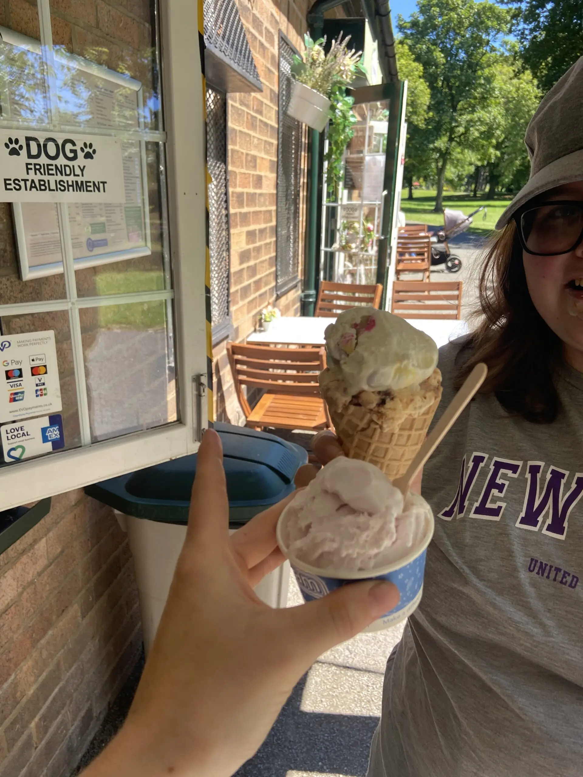 resident with ice cream cone