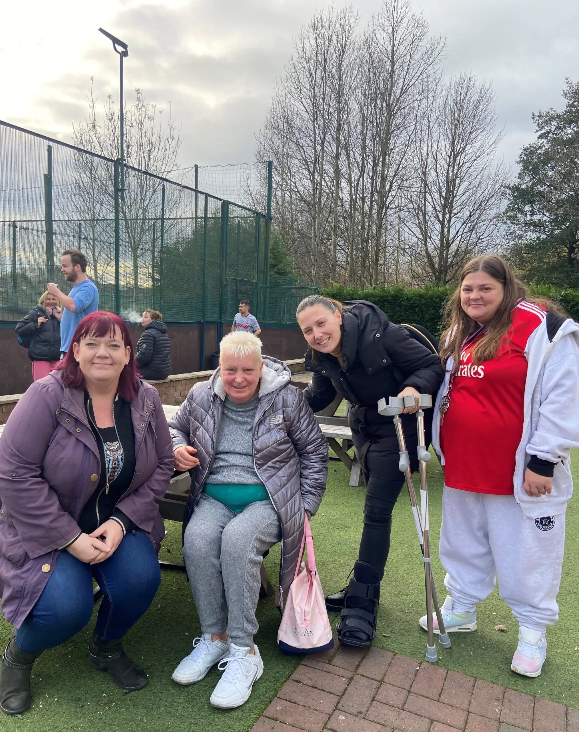 residents enjoying the football game