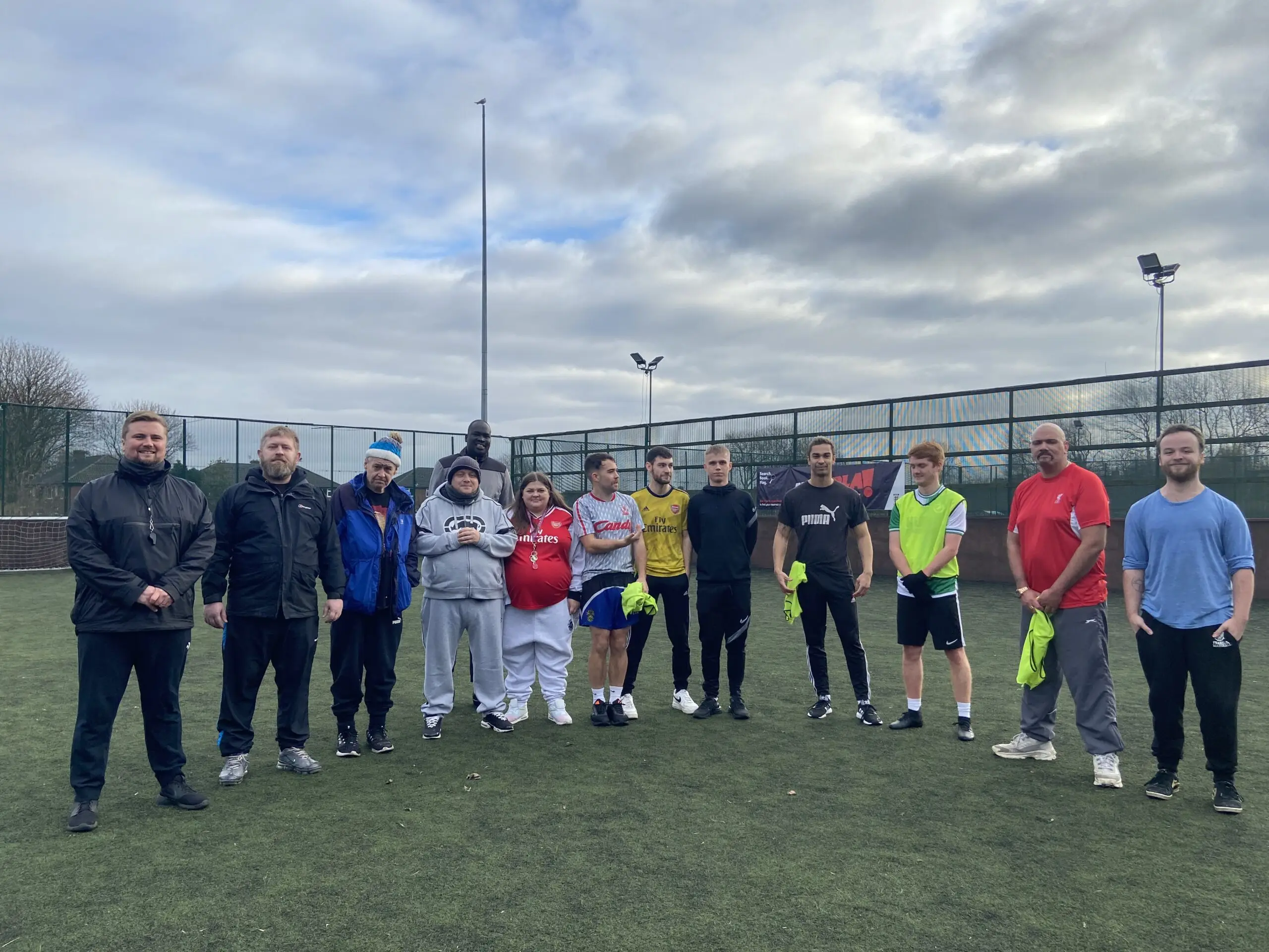 the teams on the pitch